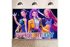YEEFIGRO Demon Movie Hunters Birthday Decorations,Demon Movie Hunters Happy Birthday Banner Backdrop for Kids Birthday Party Supplies 60 * 40 inches