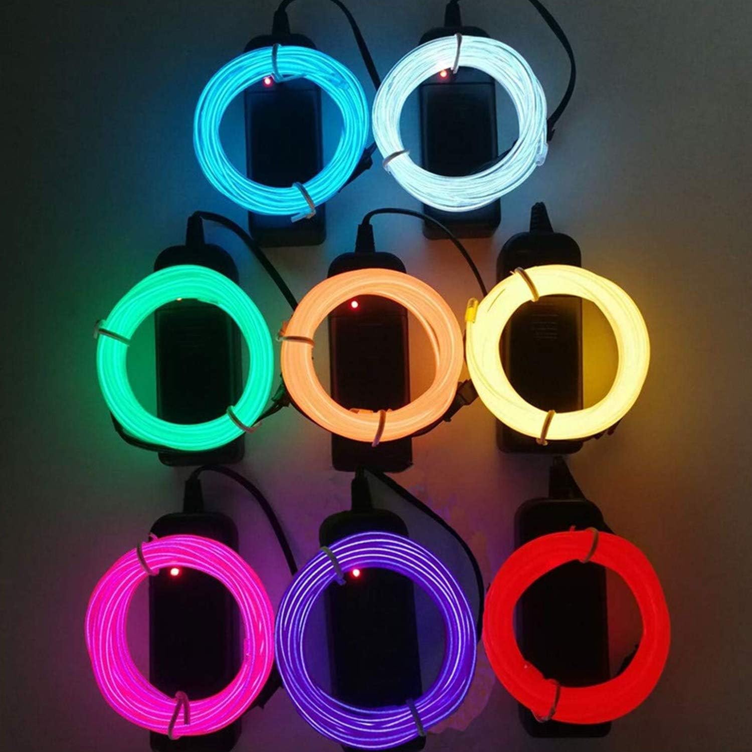 Mioke EL Wire 8 Colors x 3m Light Neon Battery Powered Electroluminescent with 3 Mode for Halloween Christmas Party DIY Decoration - Image 3