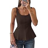 ZESICA Women's 2026 Summer Sleeveless Vest Top Square Neck Cute Casual Tank Tops Fitted Going Out Trendy Outfit