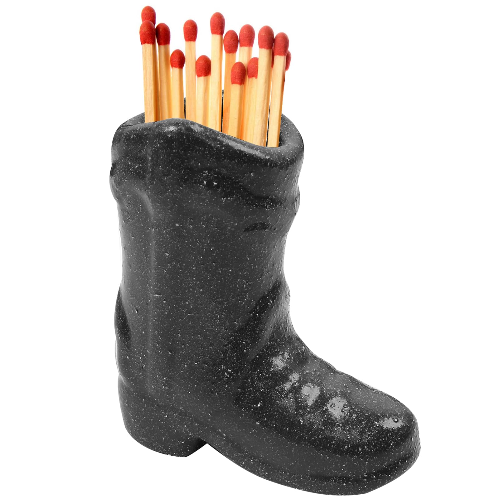Cowboy Boot Match Holder, Cute Ceramic Boots Match Holder Match Matchstick Storage Jar with Striker Matchstick Boot for Candle Ceramic Boot Match Holder for Kitchen Bathroom Interior Decoration（black）