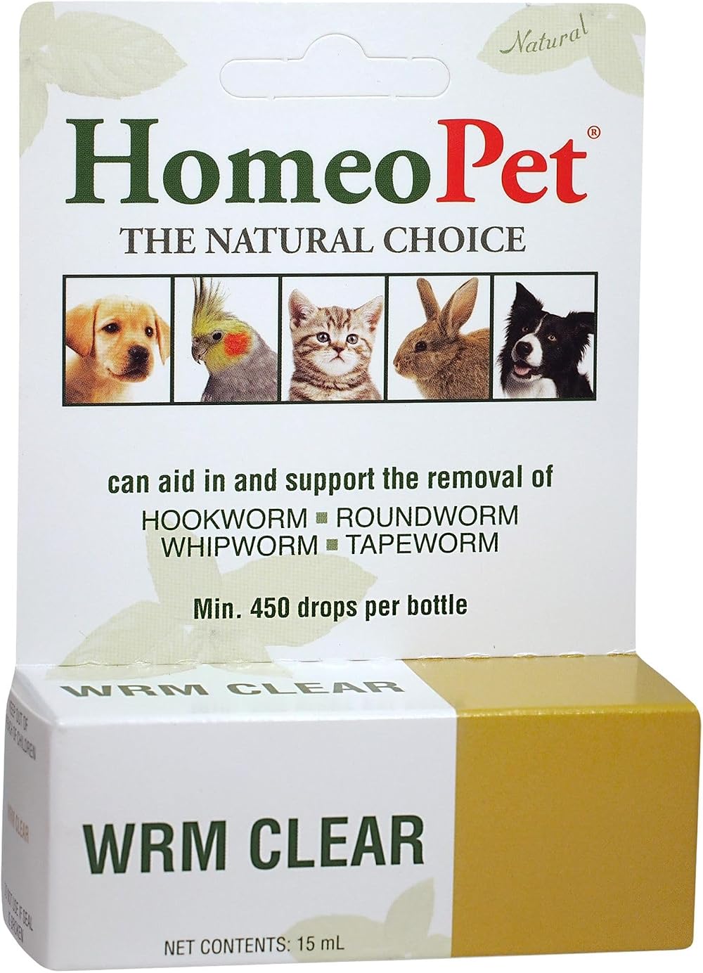 HomeoPet WRM CLEAR 100% Natural Pet Medicine 15ml Up to 90 Doses