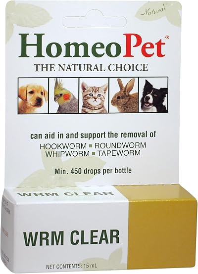 HomeoPet WRM CLEAR 100% Natural Pet Medicine 15ml Up to 90 Doses