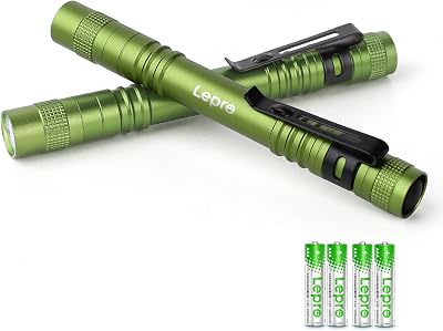 Lepro LED Torch Pen Light 2 Pack Battery Powered 3 Modes IP44 Green