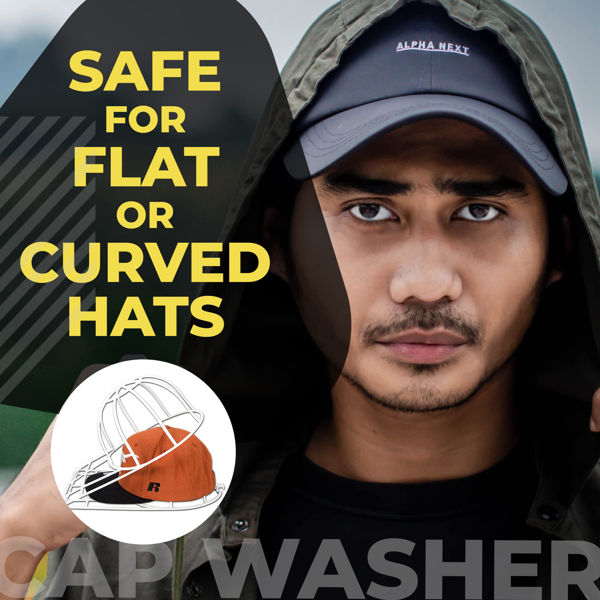 BallcapBuddy Original and Patented Hat Cleaner, Hat Washer for Washing Machine or Dishwasher, Cap Washer Frame for Flat & Curved Hats, Made in USA (White)