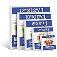 FUMILE Stretched Canvas for Painting Multi 5 Pack Square Canvas 4x4,6x6,8x8,10x10,12x12(1 of Each), Cotton Primed Acid Free Blank Canvases for Oil Paint, Acrylic Paint, Gouache and Tempera.