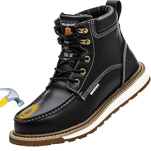 KELODON Waterproof Steel Toe Boots For Men-6