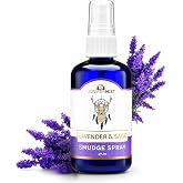Lavender &amp; Sage Smudge Spray (114ml), Lavender Spray with White Sage Aromatherapy Mist, Calm &amp; Cleansing Negative Energy, Spiritual Room Spray, Smokeless Smudge Spray, Yoga Spray