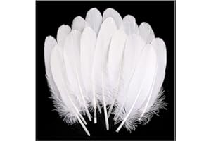 THARAHT 120pcs White Goose Feathers Natural Bulk 6-8 inch 15-20cm for Crafts DIY Cosplay Wedding Party Halloween Decoration Goose Nagoire Feathers