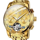 OLEVS Automatic Mens Watch, Self Winding, Stainless Steel, Watch for Men | 50M Waterproof, Tourbillon Mechanical, Luxury Dress, Luminous, Calendar, 41&times;12mm, No Battery, Automatic Movement