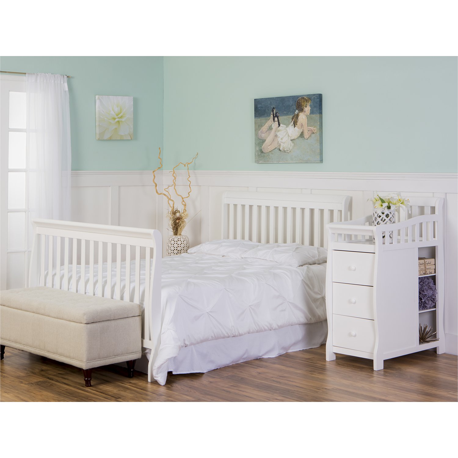 Dream On Me 5 in 1 Brody Convertible Crib with Changer with Dream On Me Spring Crib and Toddler Bed Mattress, Twilight : Baby