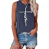 BLACKOO Women's Faith Crewneck Sleeveless Summer Casual Graphic Tank Tops