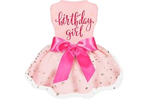 BOTEWO Birthday Girl Dog Tulle Dress - Dog Clothes Holiday Festival Dog Dresses Puppy Party Costumes Doggie Shirts Cat Outfits(X-Small,Pink)