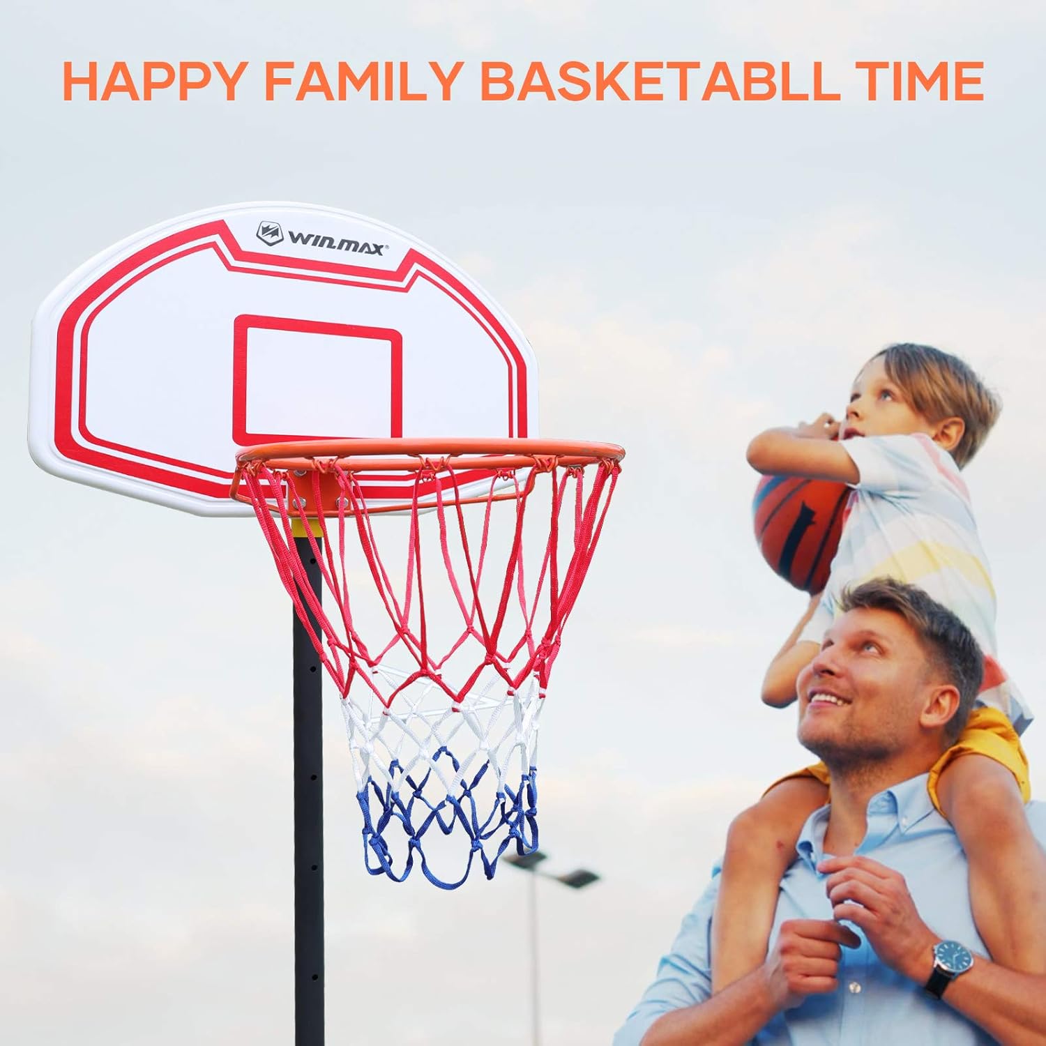 WIN.MAX Portable Basketball Hoop Goal System Kids 5-6.8ft Adjustable18in Rim Indoor Outdoor Youth Teens : Sports & Outdoors