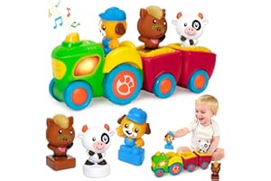HODURGYI Animal Farm Tractor Toy for Toddler 1 2 3 Years Old, Musical Tractor Set with 3 Farm Animals, Montessori Learning Toy with Lights and Sounds, Christmas Birthday Gifts for Boys Girls 12 18 24 Months