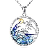 ZPMMPZ Ocean Necklace 925 Sterling Silver Animal Family Pendant Wave Jewelry Gifts for Women Animal Lover