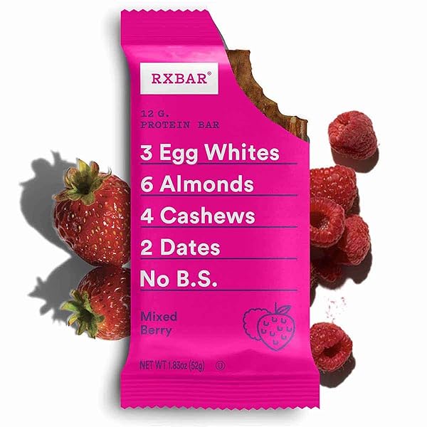 RXBAR PROTEIN BARS, PROTEIN SNACK, SNACK BARS, MIXED BERRY, 12 COUNT (PACK OF 1)