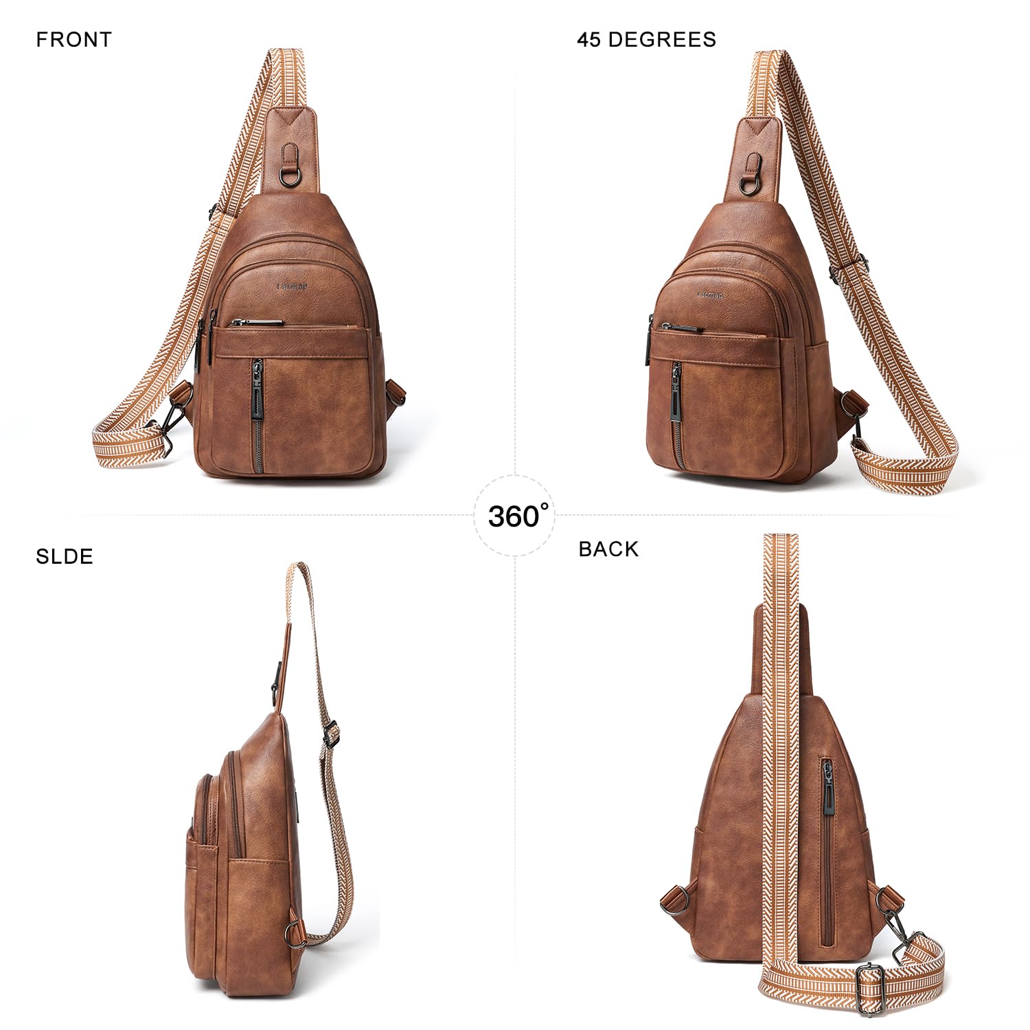 7L Sling Bag For Women Men Backpack Fanny Pack Crossbody Chest Travel Shoulder Belt Bags Purse Handbag PU Leather