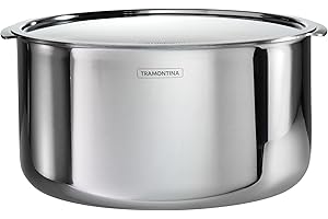 Tramontina Utsava 9.5-Quart Tri-Ply Clad Stainless Steel Tope with Lid, Patila Pot for Indian Cooking