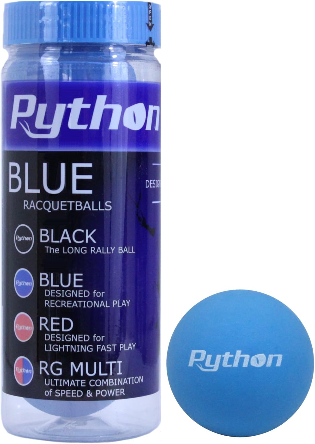 6Balls Python Racquetball Long Rally Ball! Python 3 Ball Can Black