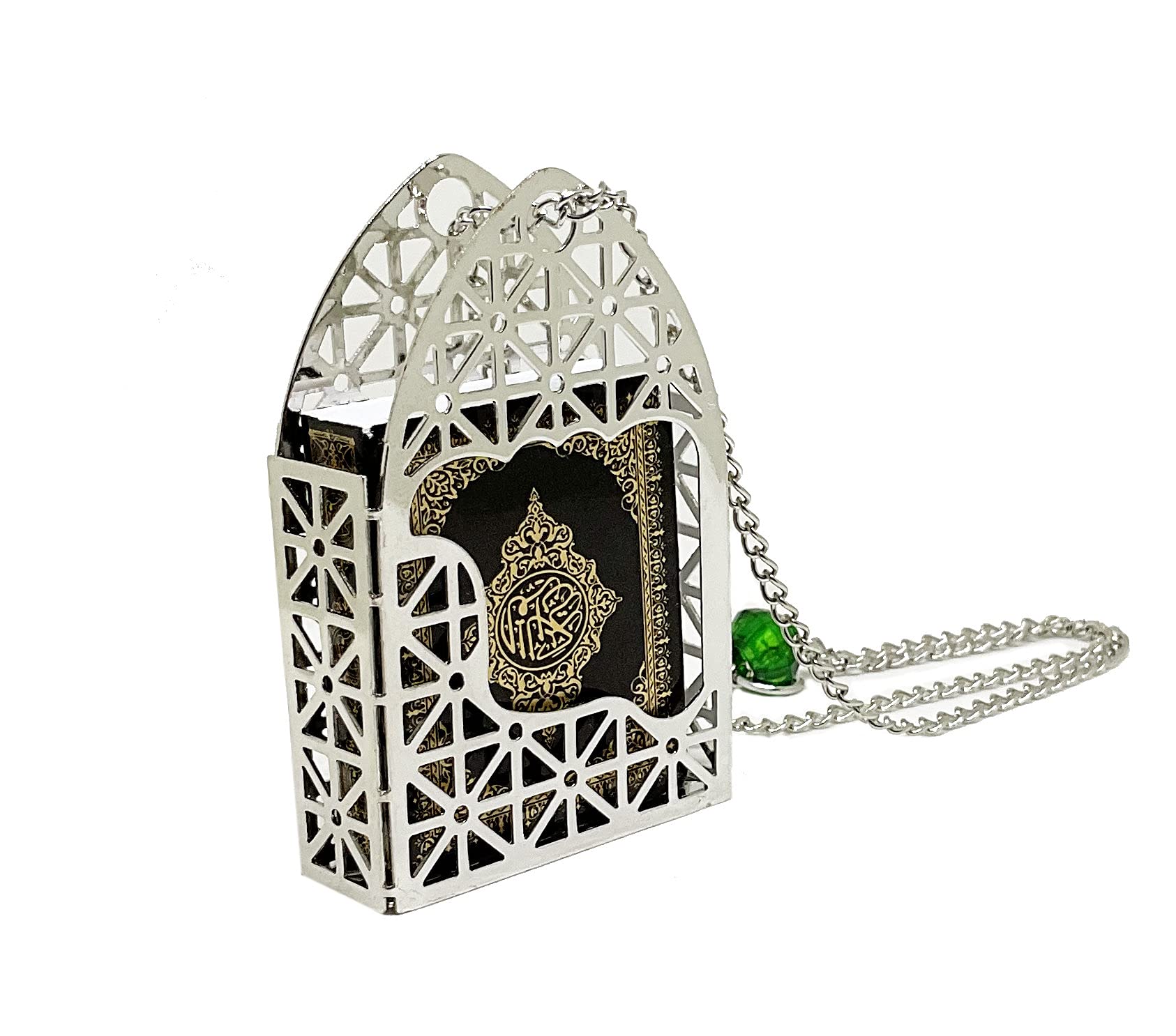 Photo 1 of Islam Car Rear Mirror Mini Hangers - Islamic Ornament Al-Quran Ramadan Eid Muslim Car Décor Hanging Charm Decor Interior Accessories (Silver - Black)