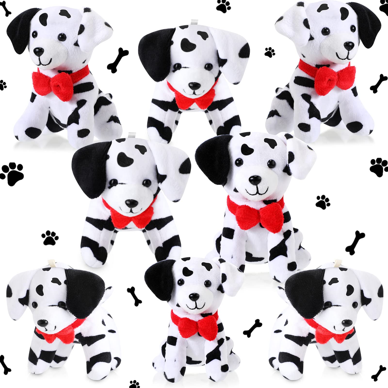 Photo 1 of Hungdao 8 Pcs Dalmatian Stuffed Animal Bulk Plush Dalmatians 4.8 Inch Small Soft Puppy Dog Plush Keychains for Halloween School Carnival Prize Birthday Baby Shower Adopt a Dog Party Favors