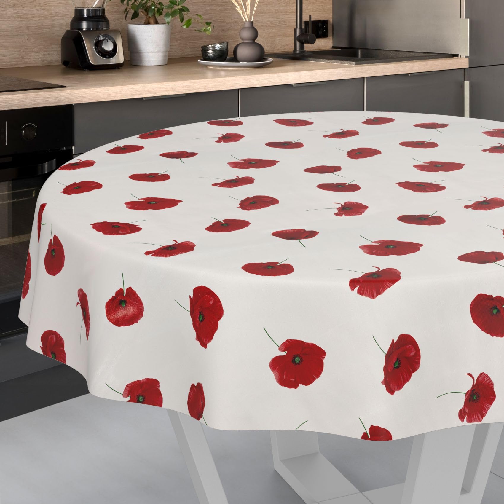 ANRO Round Oilcloth Tablecloth - Wipe Clean, Stain Resistant & Weatherproof - Easy Care Oilcloth for Garden, Balcony, Kitchen - Without Edge Ribbon Round 100 cm
