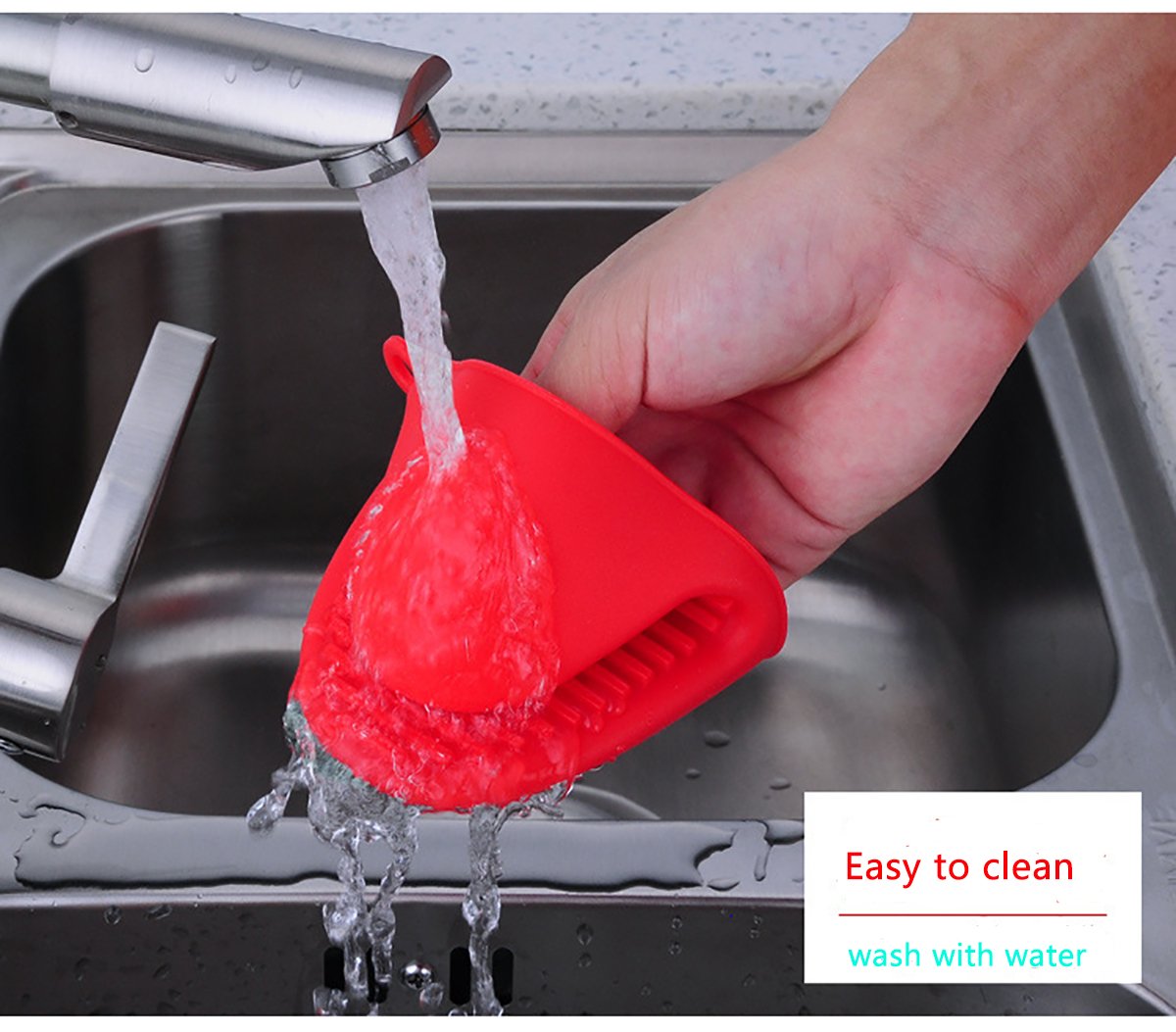 DOTKV Silicone Heat Resistant Cooking Pinch Mitts,Mini Oven Mitts Gloves,Microwave Oven Hand Clip,Baking Oven Gloves,Cooking Pinch Grips,Kitchen Heat Resitant Solution(Set of 2) Red