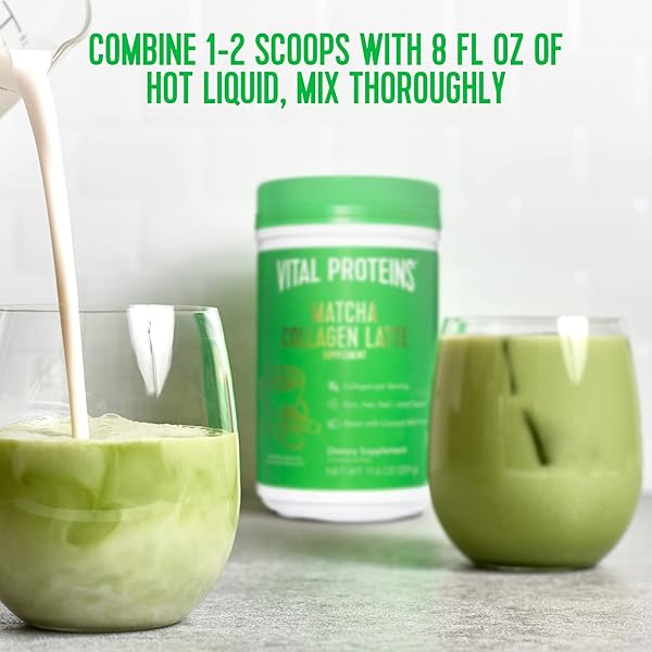 VITAL PROTEINS MATCHA LATTES, MATCHA GREEN TEA COLLAGEN LATTE POWDER, L-THEANINE & CAFFEINE & MCTS – SUPPORTING HEALTHY HAIR, SKIN, NAILS – ORIGINAL