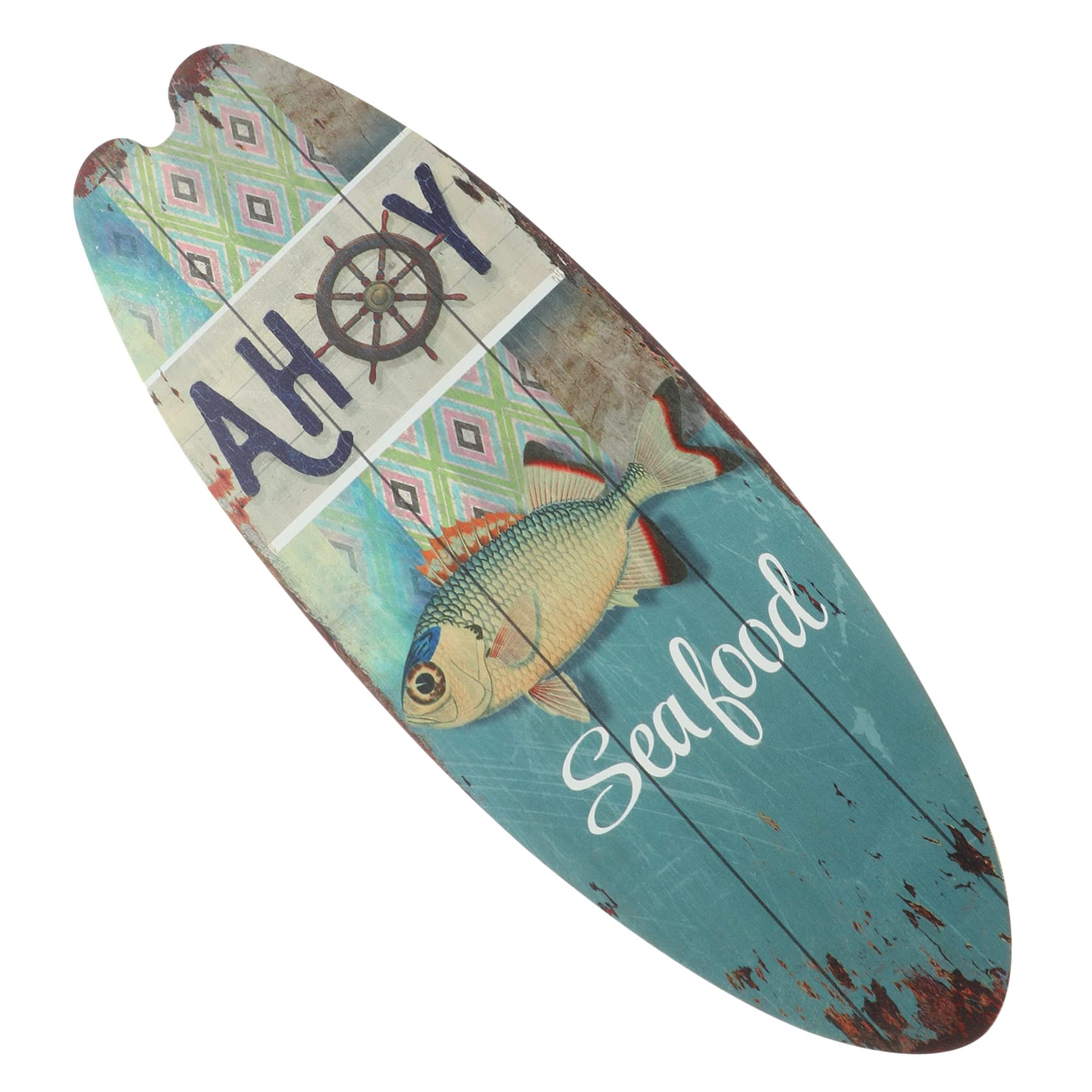 FUNOMOCYA Wooden Surfboard Wall Sign Beach Decorations Coastal Summer Tropical Theme Home Bar Hanging Wall Art for Living Room Bedroom Bathroom