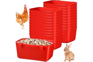 Zhehao 20 Pcs Bird Cage Cups Chicken Feeder Waterer Cups 18 oz Pigeon Feeder Plastic Poultry Wire Cage Hanging Rooster Chicken Water Bowl for Pet Bunny Gamefowl Poultry(Red)