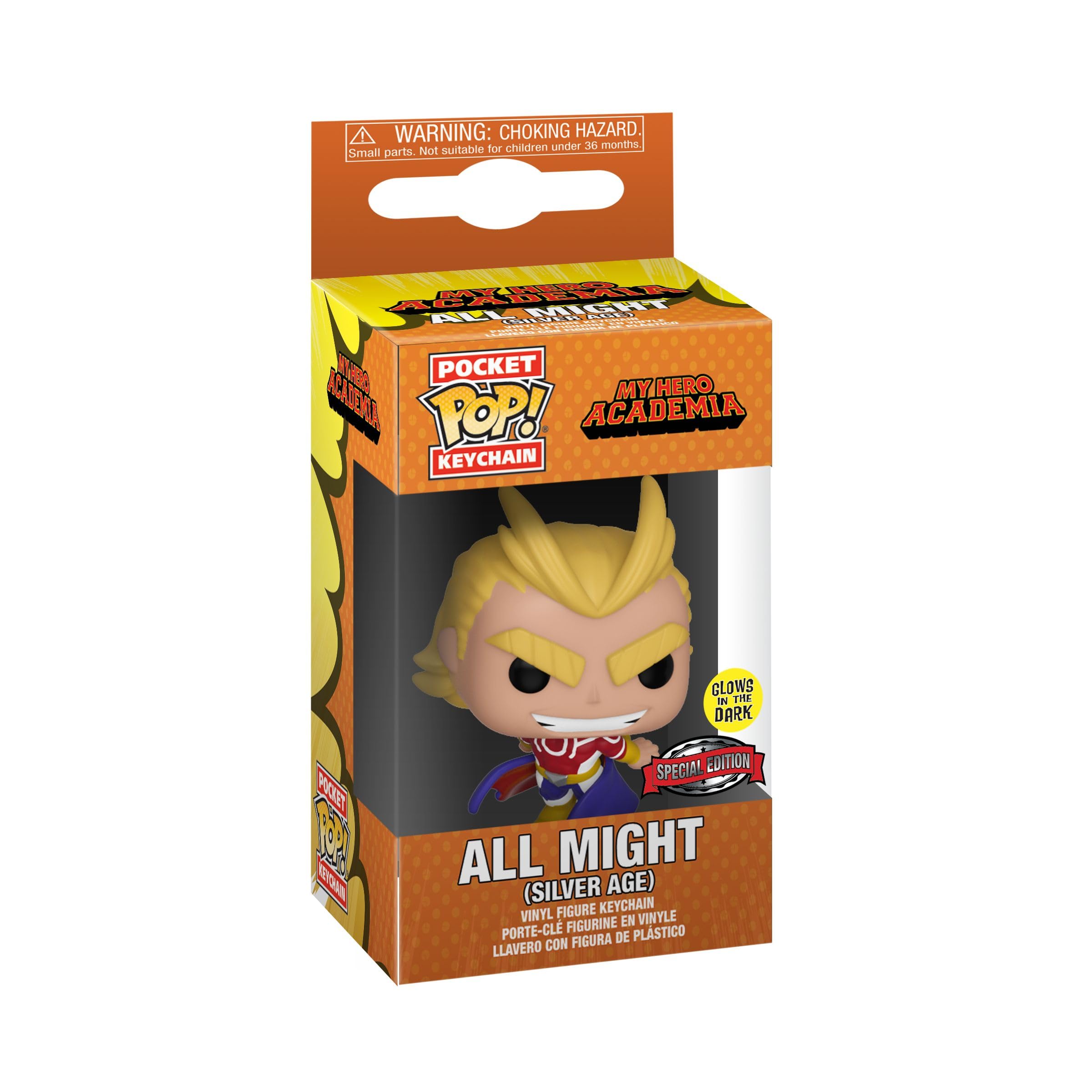 Funko Pop! Keychain: My Hero Academia (MHA) - (MHA) - All Might - (Silver Age) - Glow In the Dark Novelty Keyring - Collectable Mini Figure - Stocking Filler - Gift Idea - Official Merchandise
