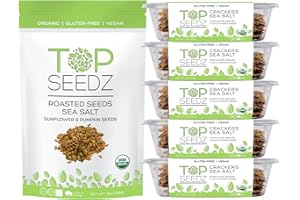 Top Seedz Deluxe Organic Gluten Free Vegan Seed Crackers and Roasted Seeds Bundle | 1 Pouch of Sea Salt Roasted Seeds | 5 Packs of Sea Salt Crackers