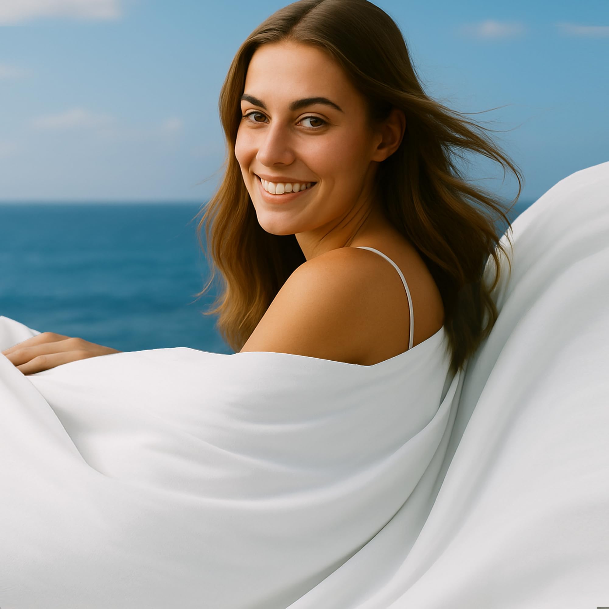 Photo 1 of DOWNCOOL Cooling Blanket King Size, White Summer Blanket for Hot Sleeper and Night Sweats, Lightweight Soft Q-Max>0.4 Arc-Chill Cool Blanket
