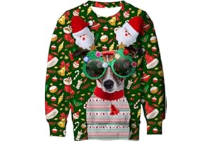 Lovekider Boys Christmas Ugly Sweater Size 4-16 Kids Funny 3D Xmas Sweatshirt Inner Fleece Pullover