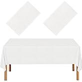 EUVBOKW Paper Tablecloths for Rectangle Tables,2 Pack White Paper Tablecloths Disposable Table Cloths,3 Ply Papers & Plastic Quality Table Cover for Parties Wedding Birthday(54'' X 108'')