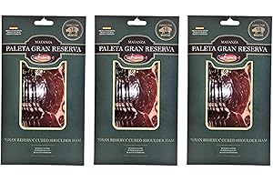 Spanish Serrano Shoulder Ham Slices, Aged 18 Months, Dry-Cured, 3 x 100g, Vacuum Packed