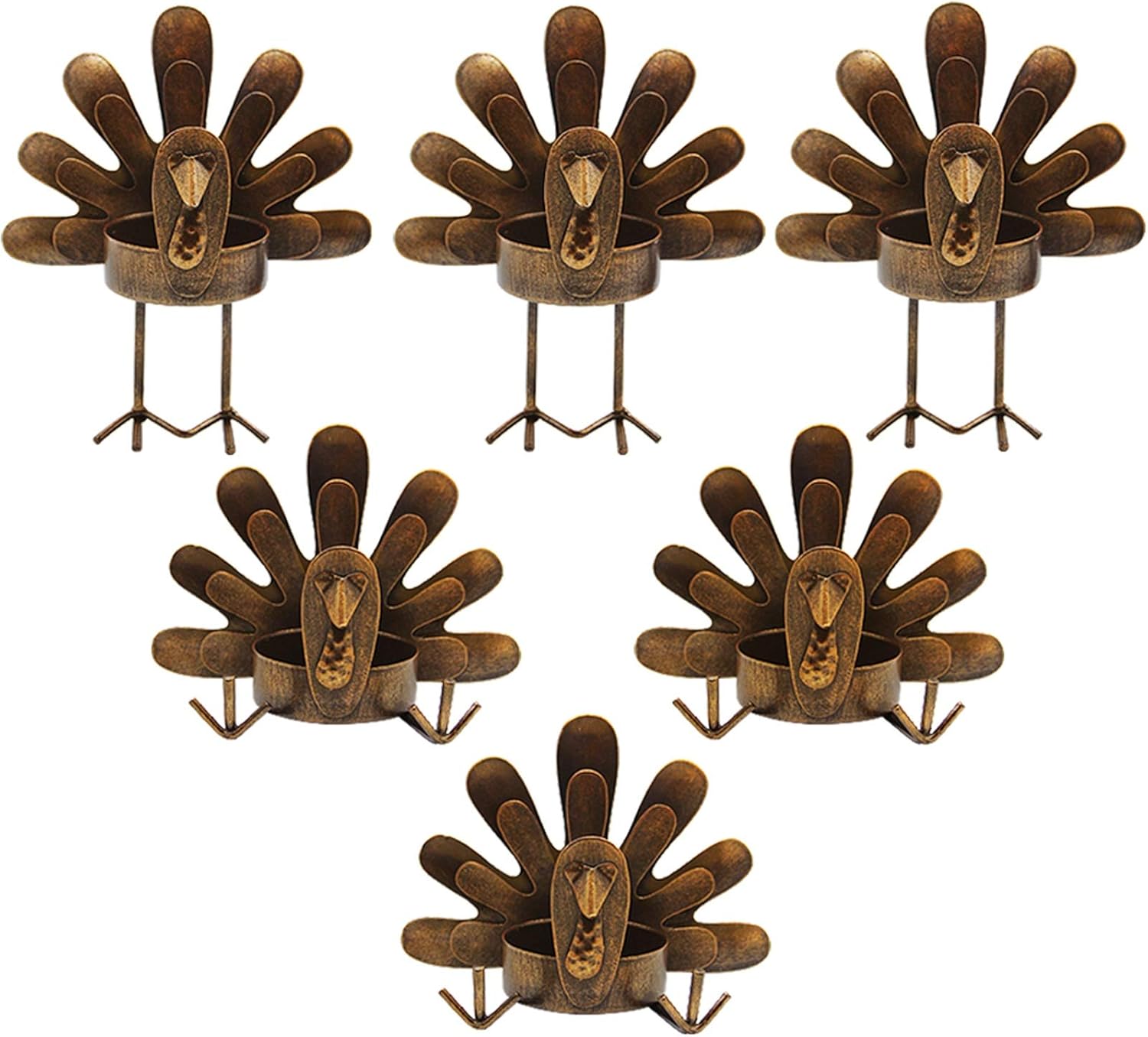 Candles & Holders - FORUP 6 Pack Metal Turkey Tea Light Candle Holders, Thanksgiving Decoration for Home, Turkey Candle Holder, Metal Candle Holder, Thanksgiving Candle Holder