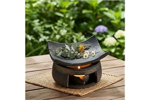 Cedar and Zen Herb Burner,Ceramic Aromatherapy Stove Essential Oil Burner,Cedar and Zen Incense B-urner Kit for Home Office, 