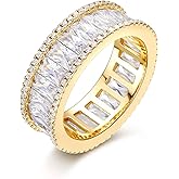 MDFUN 18K Gold Plated Eternity Rings for Women Cubic Zirconia Wedding Promise Engagement Band