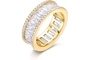 MDFUN 18K Gold Plated Eternity Rings for Women Cubic Zirconia Wedding Promise Engagement Band