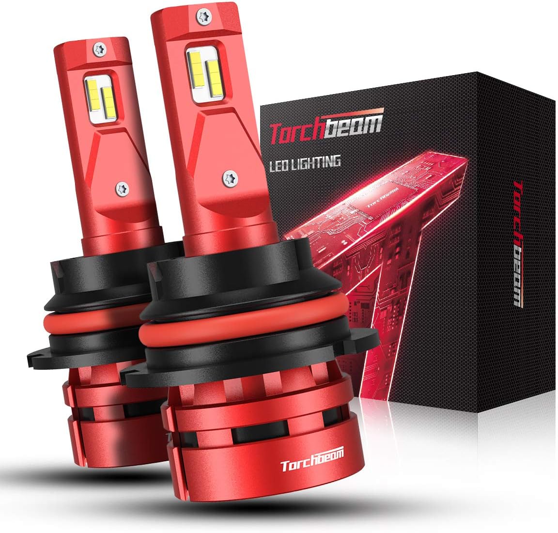 Torchbeam T2S 9004/HB1 LED Headlight Bulbs, 200% Brightness, 6000K Cool White 9004 LED Bulb, High Beam/Low Beam, Plug-and-Play Replacement Bulbs, 50,000+ Hour Lifespan