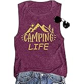 ZXCAHPT Tank Tops for Women Camping Life Graphic Tank Top Outdoor Hiking Sleeveless Tee Summer Mountain Loose Fit Vest Tees