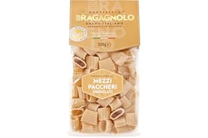 Pastificio Bragagnolo, Mezzi Paccheri Ondulati 887 Bronze-Drawn, 100% Italian Pasta, Made with Durum Wheat Semolina Flour, Non GMO (1 LB. BAG) - Consistently al Dente.