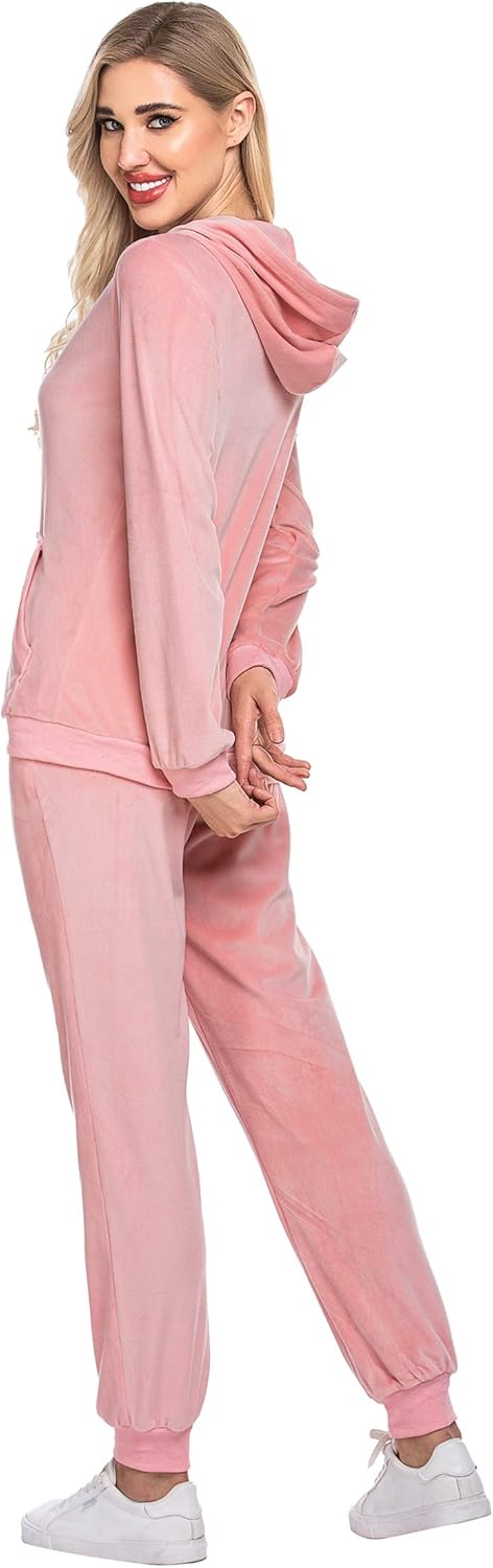 Hotouch Sweatsuits Set Womens 2 Piece Sweatshirt & Sweatpants Velour Full Zip Hoodie Tracksuits Sportswear with Pocket at  Women’s Clothing store