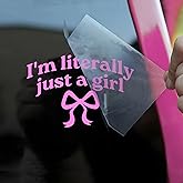 I'm Literally Just A Girl Car Decal Funny Coquette Bow Pink, Girly, Cute Positive Inspiration Humor Car Window Accessories Affirmations Vinyl Waterproof 6 Inches Bumper Sticker Gift for Mom Dad Friend