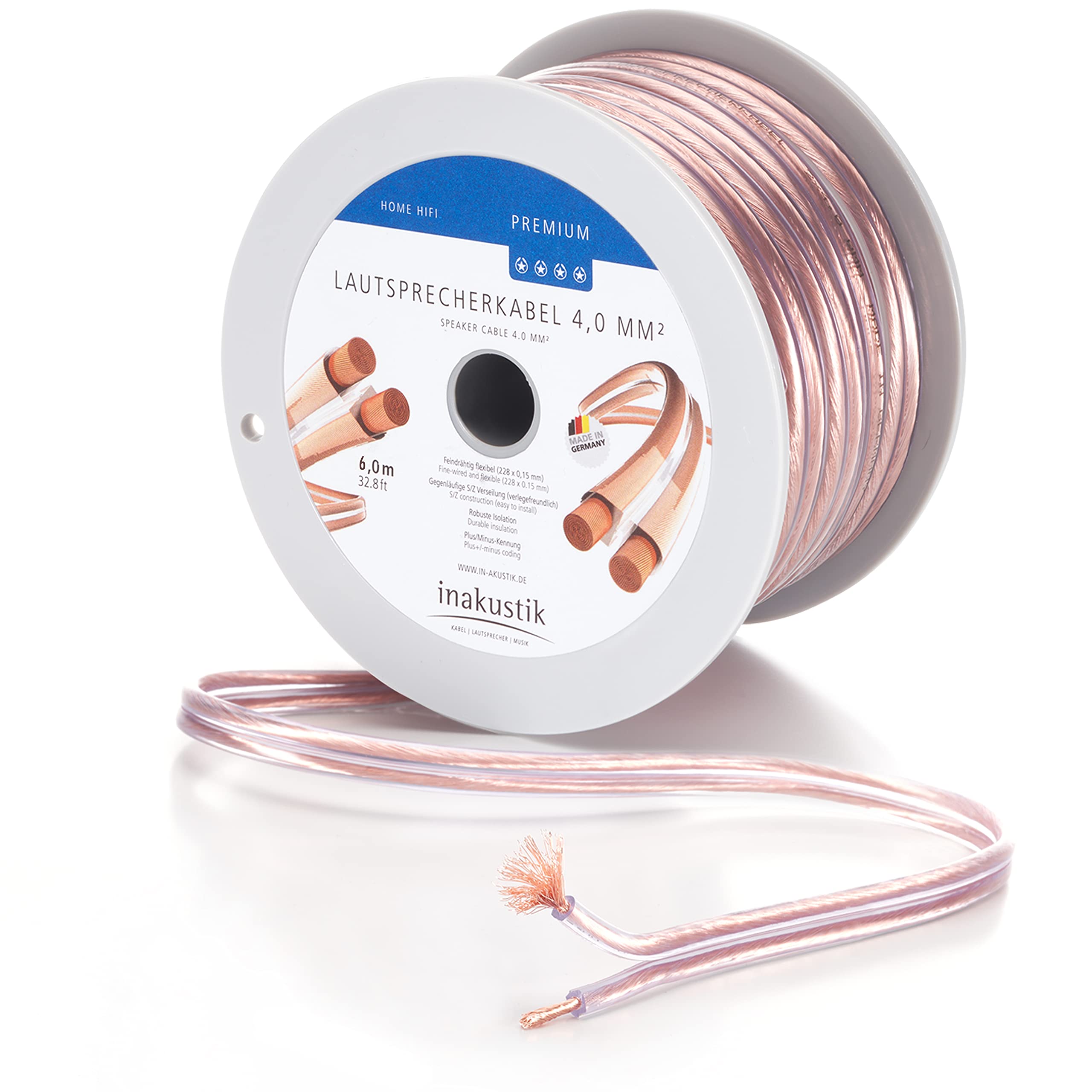 Inakustik Speaker Cable, 6 m, Transparent, 4.0 mm², Made in Germany