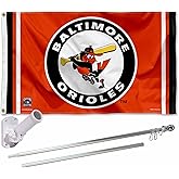 Baltimore Orioles Vintage Flag Pole and Bracket Set
