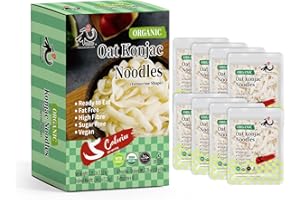 YUHO Organic Konjac Shirataki Noodles Fettuccine 8 Pack Oat Ready to Eat Noodles Vegan Gluten Free Low Carb Calorie Sugar Free Plant-Based Soy Free Paleo and Keto Friendly 53.61 Oz