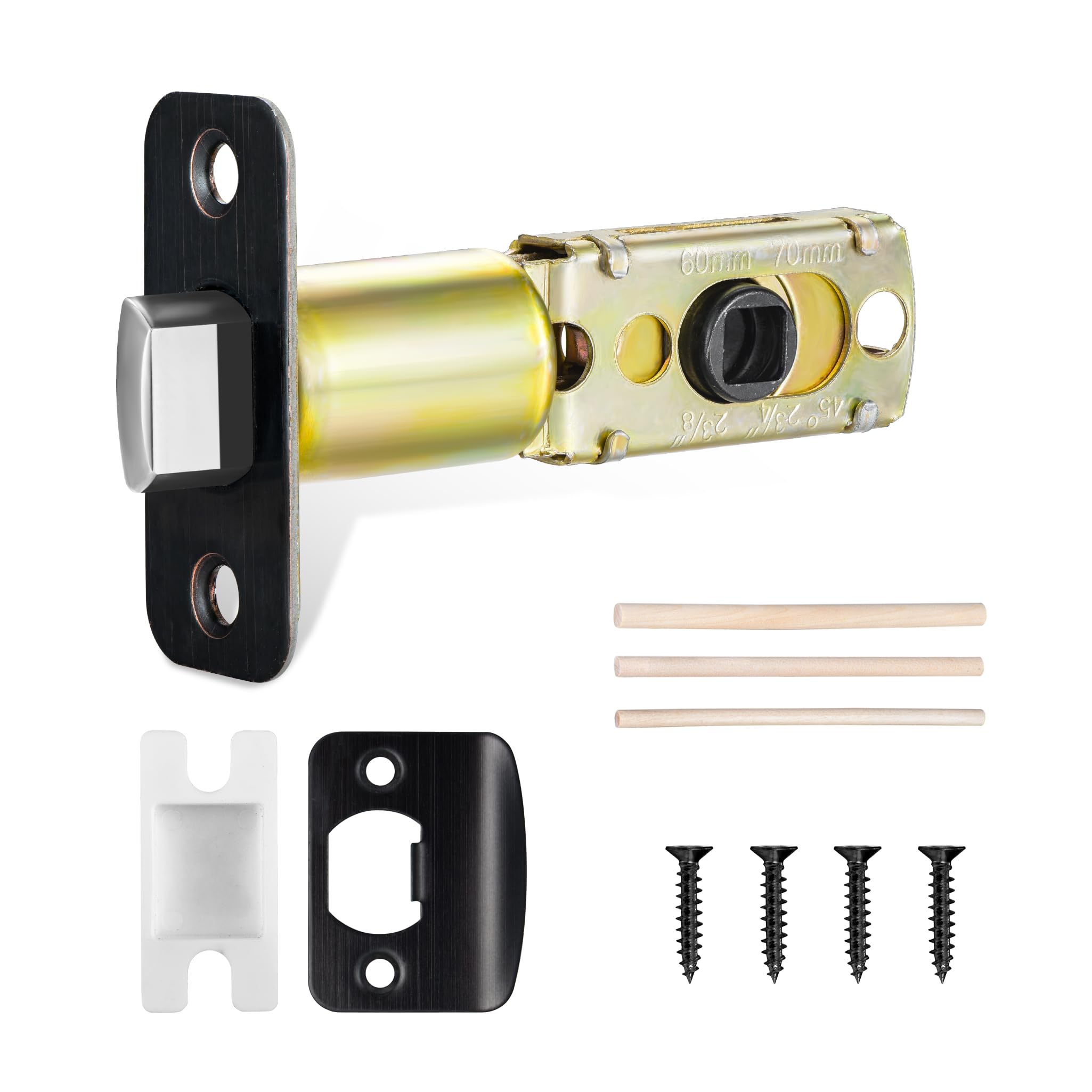 Photo 1 of Newlaking Adjustable Door Lock Latch Kit - Heavy Duty Interior Door Latch Replacement Parts with Wood Dowel, Strike Plate & Dust-Boxes - Oil Rubbed Bronze