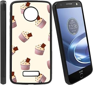 [Cute Cool Food Dessert Icecream] Compatible with Motorola Z Play/Z Play Droid/Moto Z Force/Z Force Droid, Non-Slip Soft Rubber Side & Hard Back Case Cover Shell Skin
